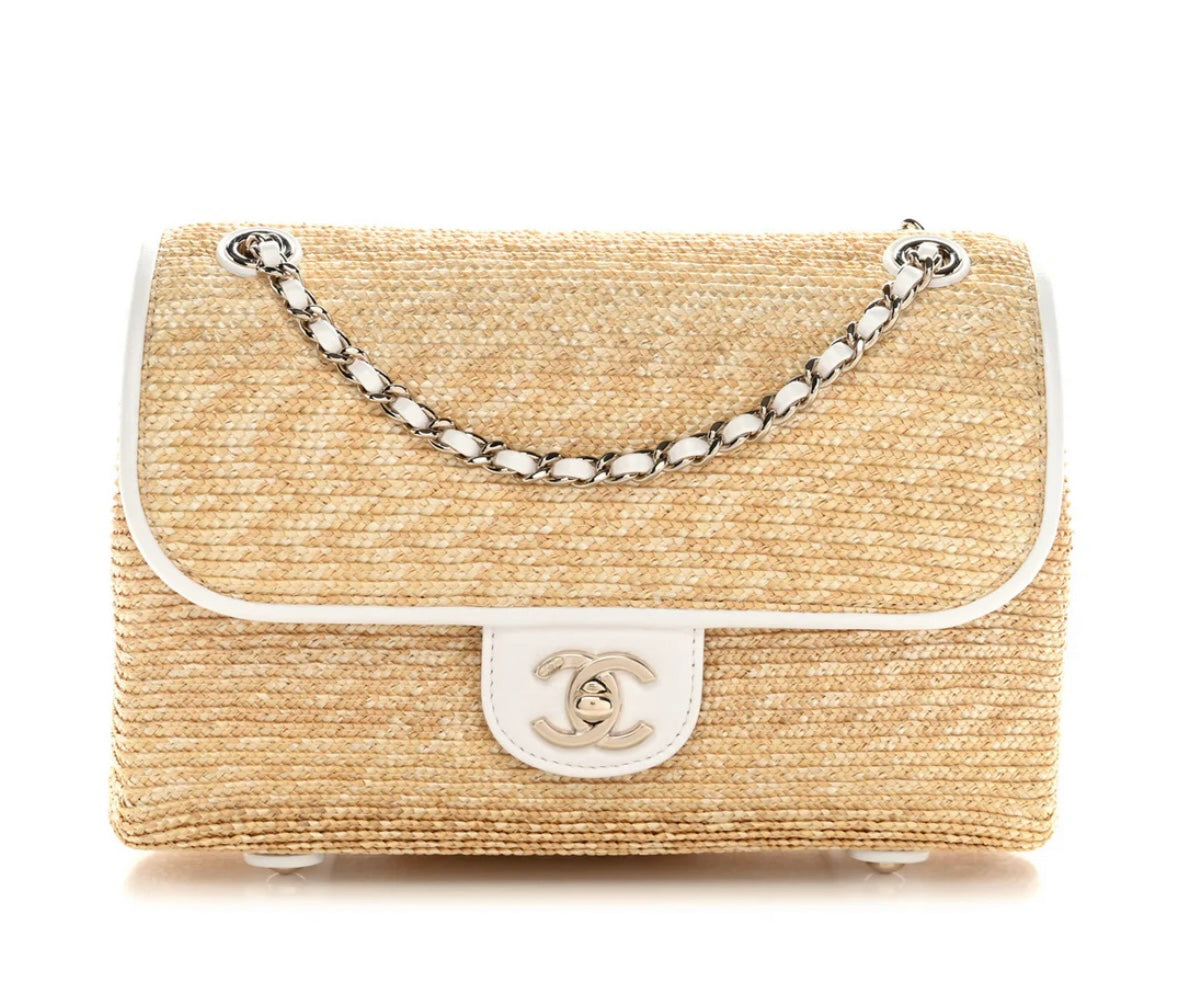Raffia Lambskin Small Flap Bag