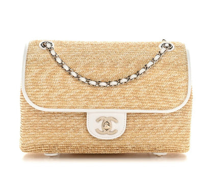 Raffia Lambskin Small Flap Bag