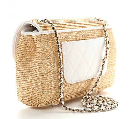 Raffia Lambskin Small Flap Bag